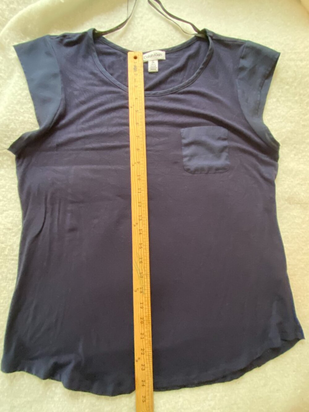 Calvin Klein‎ Womens Navy Blue Cap Sleeve Pocket High-Low Hem Top Size L - Picture 7 of 11